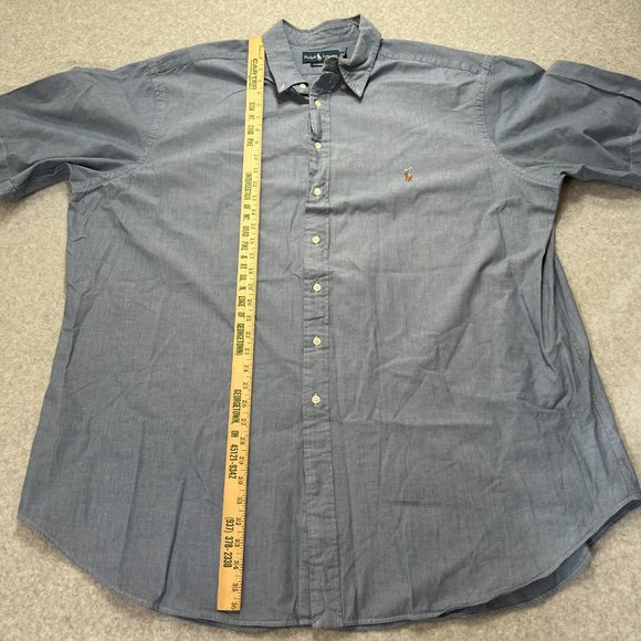 Polo Ralph Lauren Shirt Mens 3XL Tall Blue Button Up Chambray Short Sleeve Solid - Picture 3 of 7